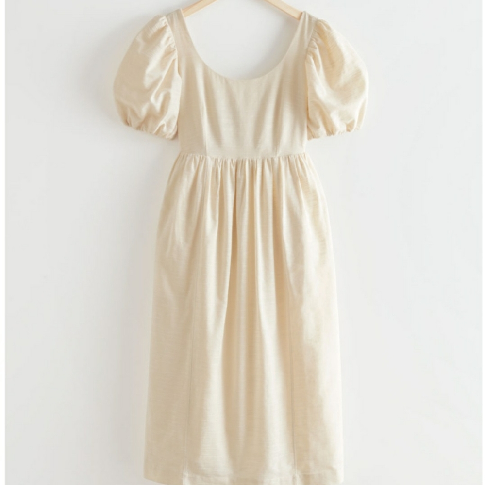 & other stories puff sleeve midi dress